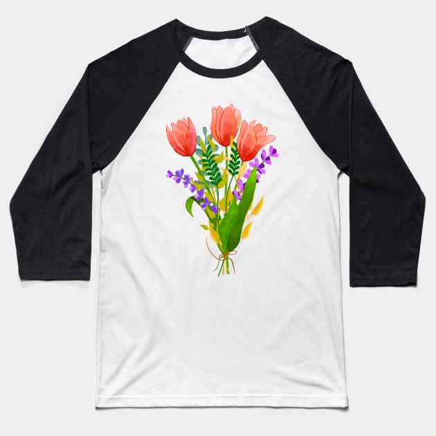Tulip Bouquet Baseball T-Shirt by Tebscooler